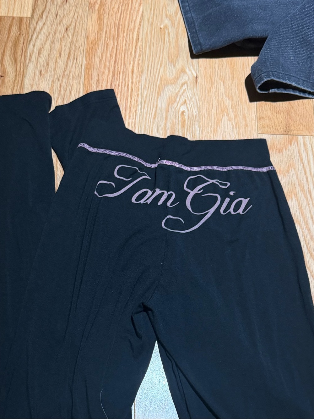 I.AM.GIA Black Flare Pant and Matching Logo Top with Pink Trim - Picture 5 of 5